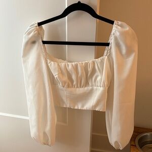 Princess Polly White Ruched Crop Blouse